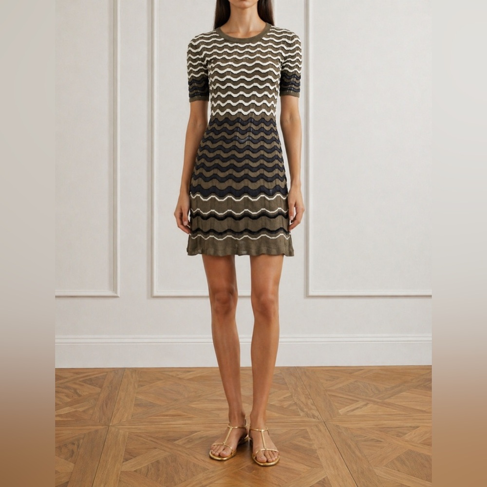 Missoni Knit Chevron Striped Green Mini Dress 40/ US 4